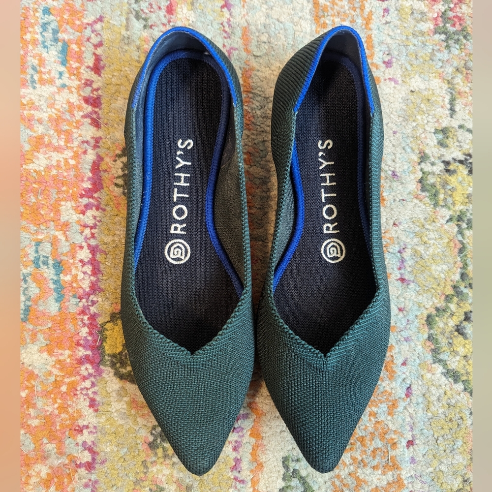 Rothy's The Point flats in Emerald